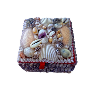 Seashell Trinket Box Vintage Handmade Keepsake Jewelry Shell Art Beach Decor